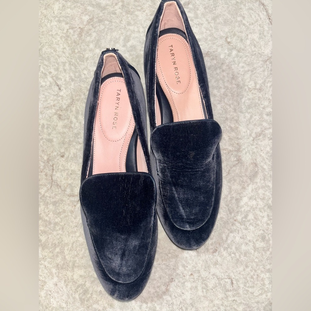 Taryn Rose Velvet Black Loafers for Women